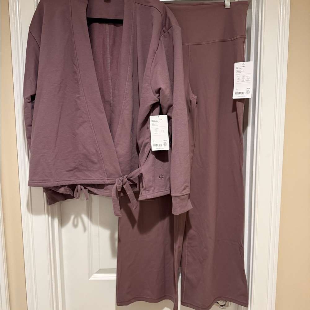 Athleta Mauve Wrap Top and Pants Set